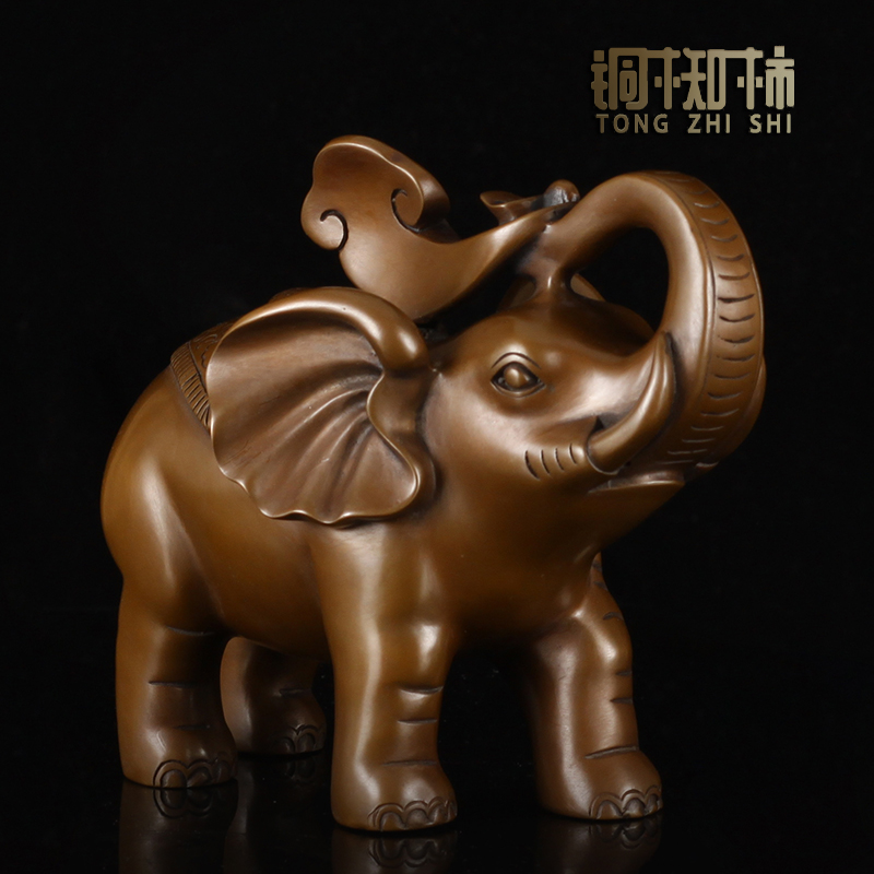 纯铜工艺品办公室风水大象摆件