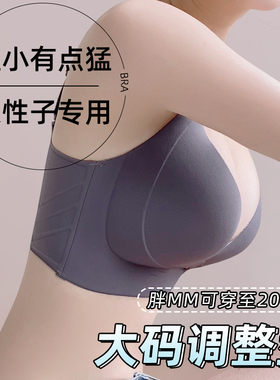 调整型内衣女大尺码防下垂外扩大胸显小无痕聚拢提拉美背收副乳文