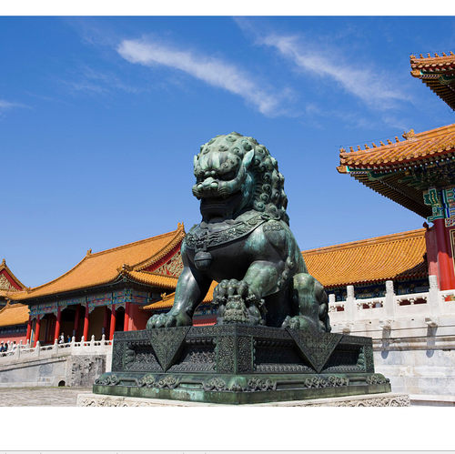 HQ474石狮、铜狮造型图超高清喷绘印刷装饰画图库