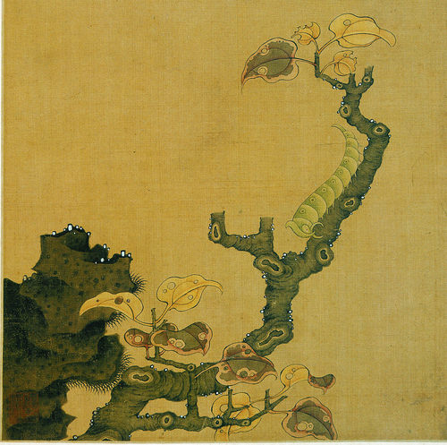 T513【中国】（明代） 陈洪绶 国画花鸟册页扇面高清装饰画图库