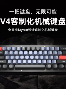 Keychron V4黑透61有线机械键盘自定义改键小配列RGB双色PBT键帽