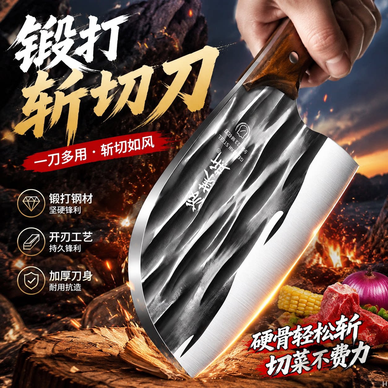 龙泉菜刀家用手工锻打斩图片