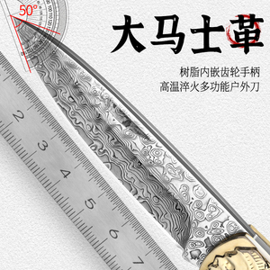 大马士革钢折叠刀便携式水果刀家用高档小刀锋利高硬度锻打户外刀