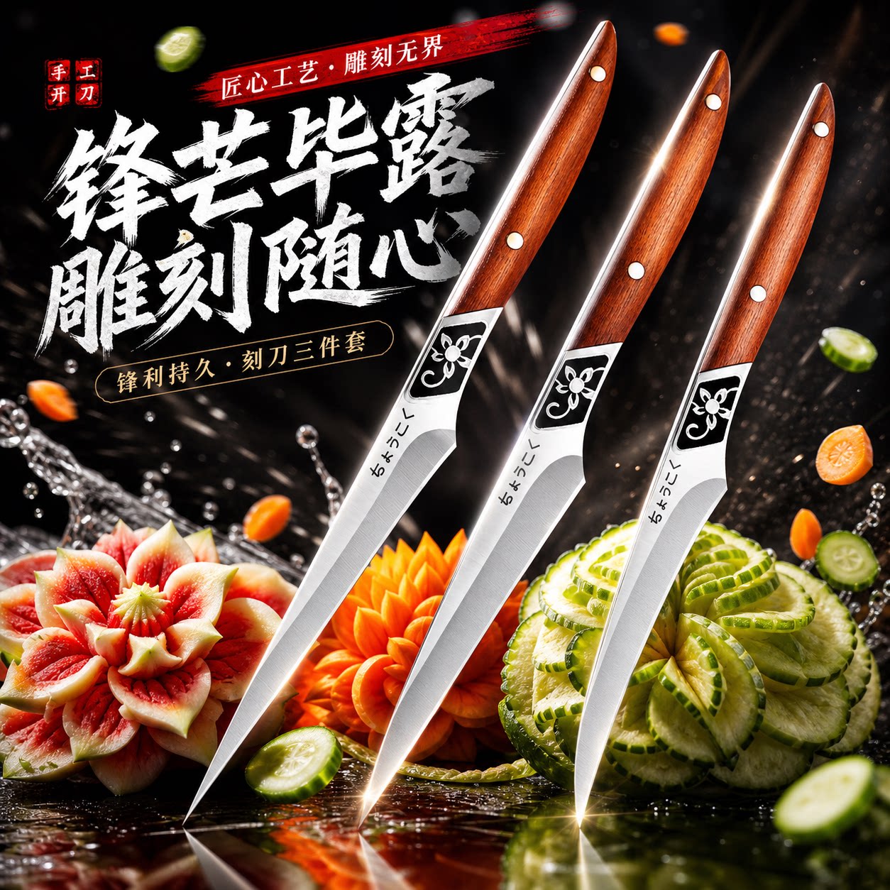 雕刻刀具全套厨师水果拼盘萝卜雕花工具套装蔬菜食品泡沫模具主刀