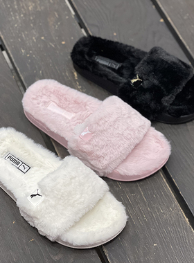 PUMA彪马2024秋季女子纯色Leadcat仿皮草毛毛绒运动拖鞋385803