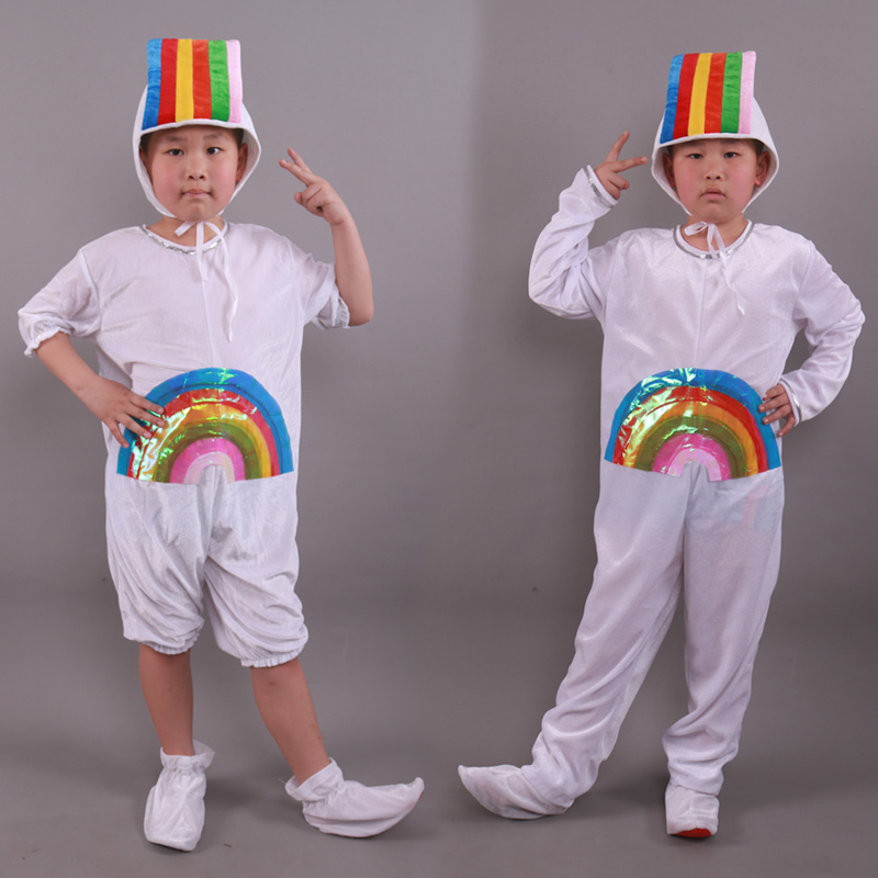 幼儿园彩虹表演舞台服装儿童绘本剧彩虹自然天气舞蹈童话剧演出服