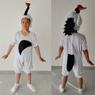 儿童仙鹤舞蹈演出服装幼儿丹顶鹤白鹭小鸟卡通动物造型舞蹈表演服