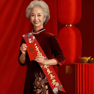 老人过寿宴氛围场景装饰绶带肩带67八九十岁大寿生日仪式拍照道具
