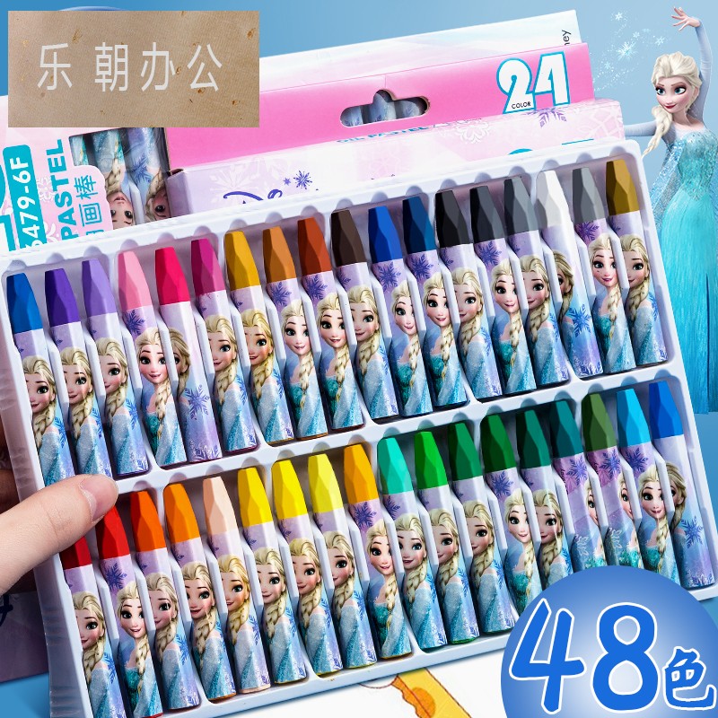 迪士尼36色油画棒套装彩色蜡笔48色儿童安全无毒宝宝可水洗画画笔小学生幼儿园专用24色重彩油画笔彩绘棒蜡笔