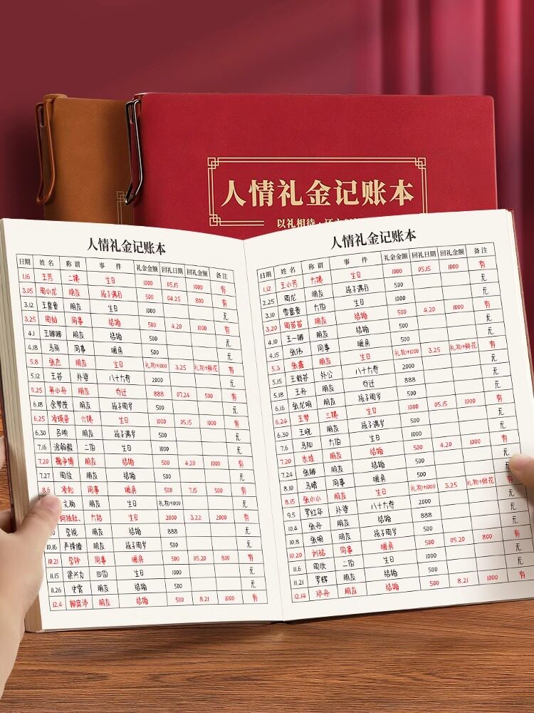 采购产品家庭礼金，会计账簿，2025新记录簿，结婚礼物登记账簿，