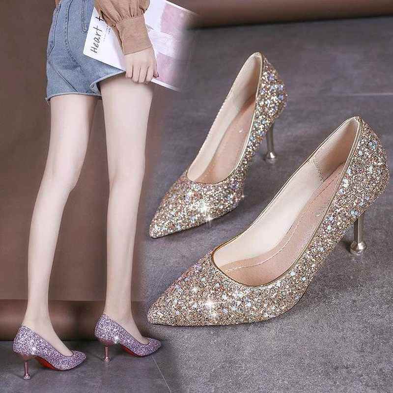 伴娘鞋日常可穿粗跟软礼服搭配鞋冬天舒适不累脚单鞋婚鞋高跟公主