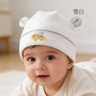 孕茵新生婴儿帽子0-12月初生宝宝护囱门胎帽双层春夏秋冬纯棉A类 — 1