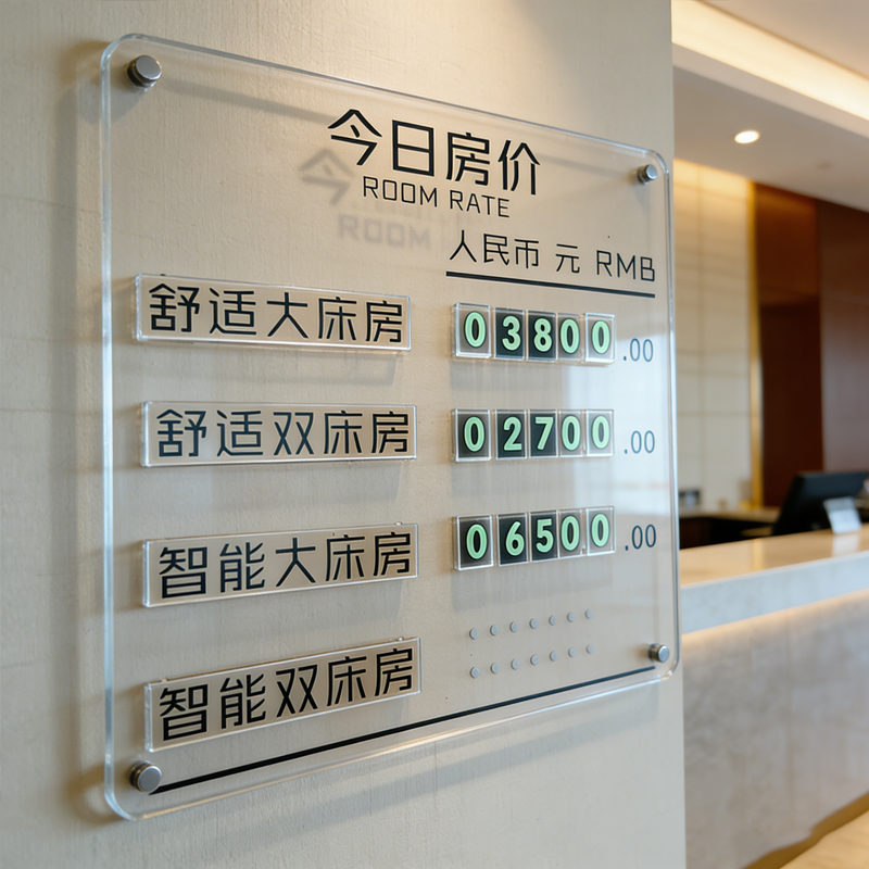 酒店价格展示牌前台今日房价标识牌定制可更改价格表标价公示指示牌亚克力宾馆民宿美发店价目表磁吸更换价格