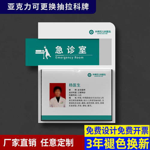 医院科室牌门牌亚克力可更换式标识牌专家诊室医生办公室急诊室标牌口腔诊所标志牌护士站值班室指示牌定制