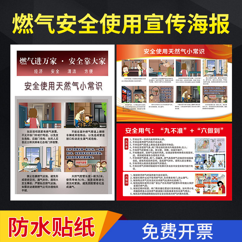 燃气安全使用宣传海报贴纸定制天然气使用须知家用小常识安全操作规程