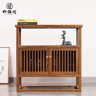 红木家具鸡翅木客厅餐边柜实木茶边架储物柜中式茶水柜简约茶水架