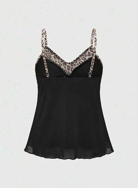 Leopard Print Suspender EmFIFo Girl Sexy Commut Y2K Crop Top