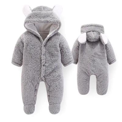 Winter Newborn Baby Rompers Hoodie Girls Boys Clothes CottWK