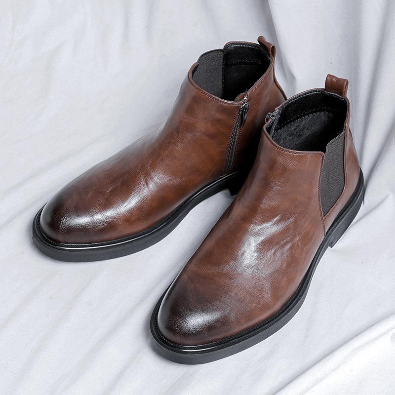 Winter Men Leather Chelsea Boots Slip-oQXVn Dress Formal Sho