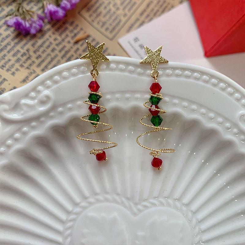 New Trendy Statement Christmas Tree Earrings For Women Santa