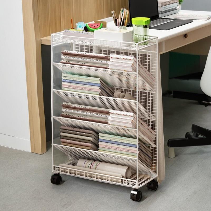 Small bookshelf next to the desk side gap book storage shelf