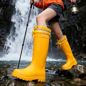 时尚高筒束口防水雨靴男女款防滑户外雨林徒步雨鞋大小码胶鞋夏季