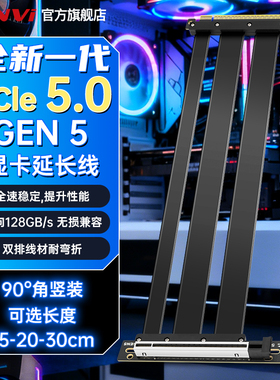 FENVi PCIE5.0X16显卡延长线ITX双反向延长双层可弯折90度角PCIE5延长线扩展卡无损兼容竖装连接机箱支架50系