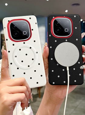 适用VIVO iQOO Z10 Turbo pro手机壳镜头大孔vivoy300gt保护套可爱波点素皮iqoo13全包硅胶防摔新款磁吸后壳