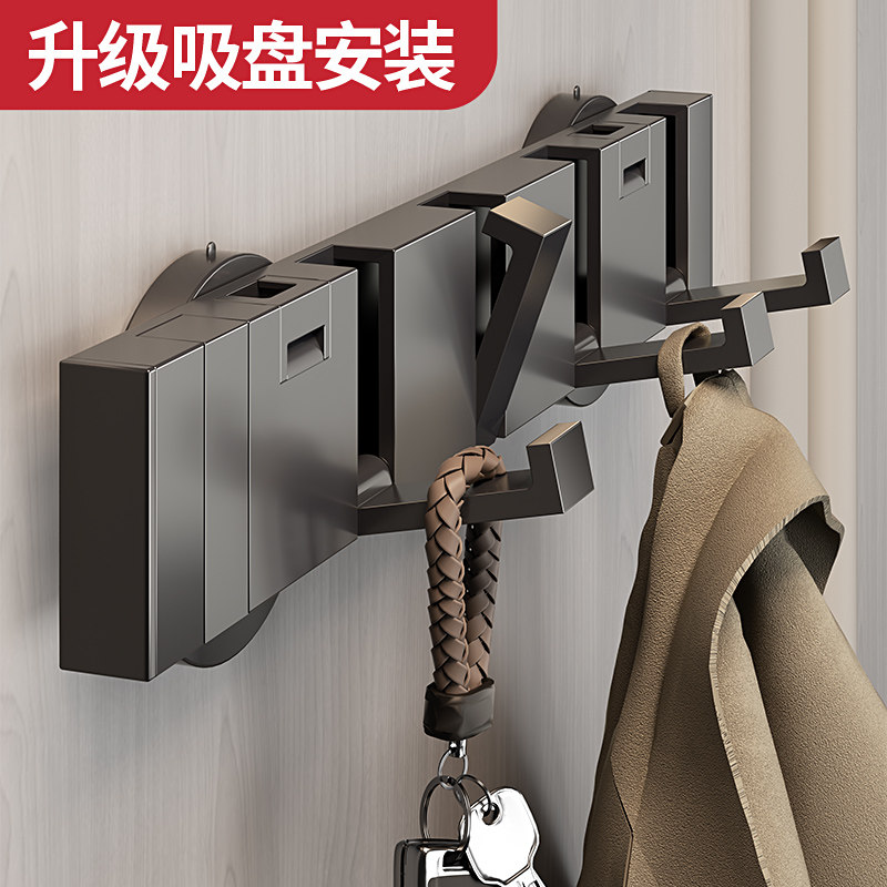 吸盘式隐形门后挂钩免打孔挂衣架卧室厨房浴室墙上衣服置物架神器