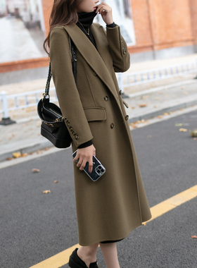 反季清仓孤品秋冬季修身双面羊绒大衣女中长款呢子西装毛呢外套