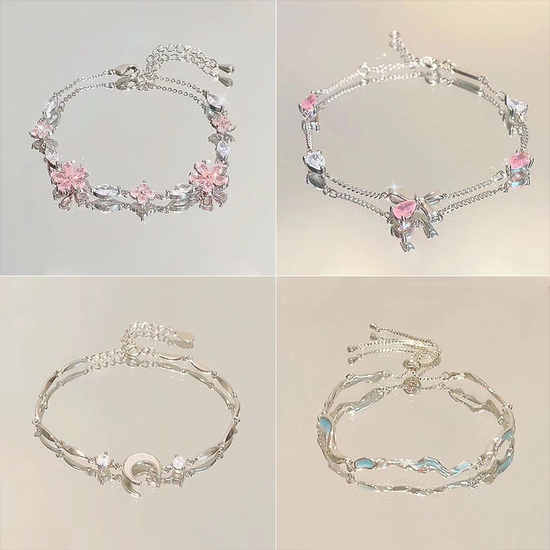 樱花粉色蝴蝶结手链闺蜜装小众高级清冷感甜美潮流女饰