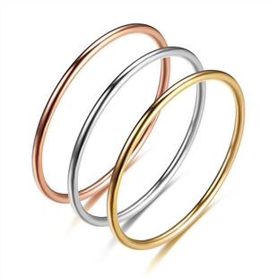 1mm钛钢细戒女韩版 简约素圈情侣戒gr