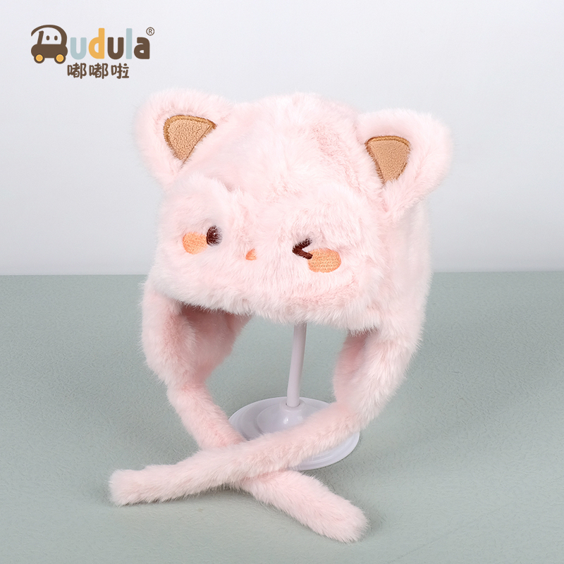 嘟嘟啦卡通冬季款毛绒护耳帽婴幼儿童雷锋帽男女宝宝保暖帽子防寒