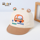 嘟嘟啦春季 婴幼儿童鸭舌帽纯棉小汽车遮太阳帽子男女宝宝软檐 薄款