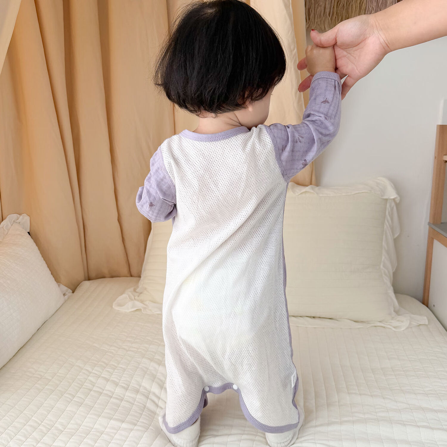 婴儿睡衣夏季薄款空调服长袖连体衣服小月龄男女宝宝睡袍睡袋夏天