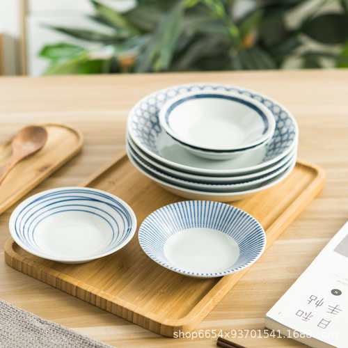 日式高温釉下彩陶瓷餐具5.5寸吐骨碟碟蘸料碟小吃碟小圆盘小菜盘