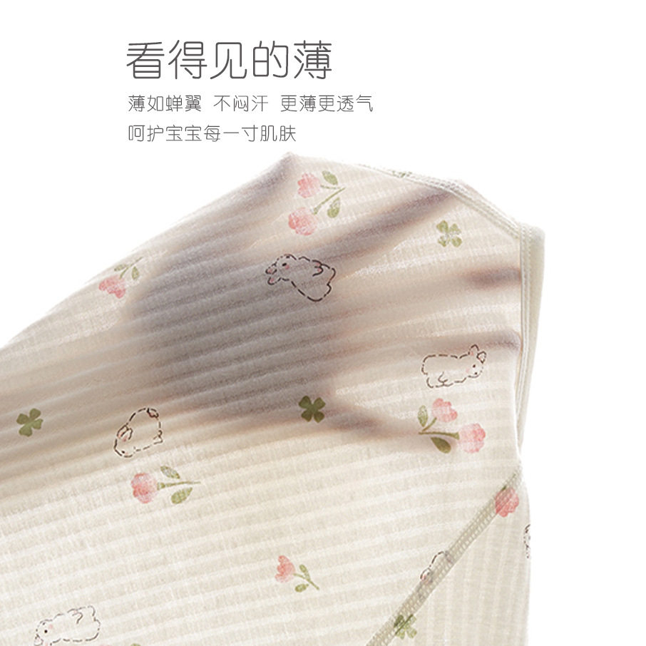 婴儿夏季连体衣新生儿护肚斜襟系带哈衣婴童夏天薄款空调服蝴蝶衣