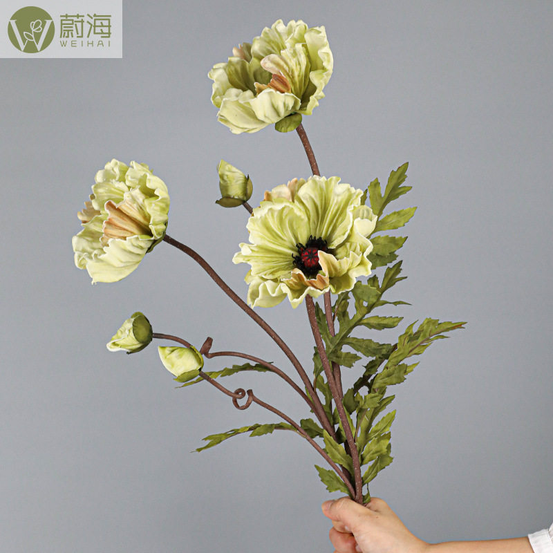 仿真花PU大罂粟凤尾菊万寿菊虞美人大丽花插花装饰高端花艺蟹爪菊