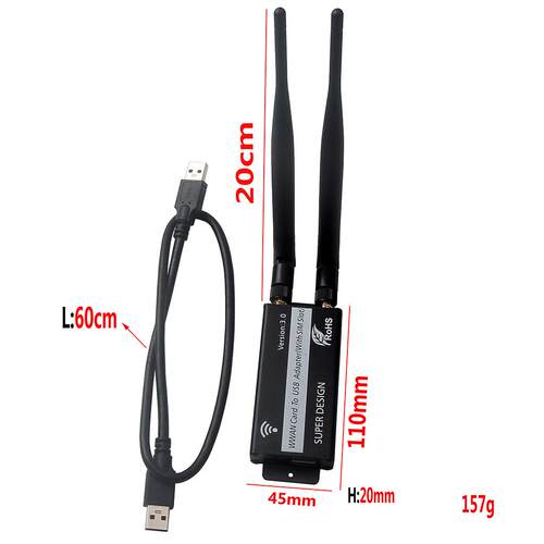M.2KEYB转USB3.0转接板带SIM卡槽带外壳WWAN/4GLTE模块
