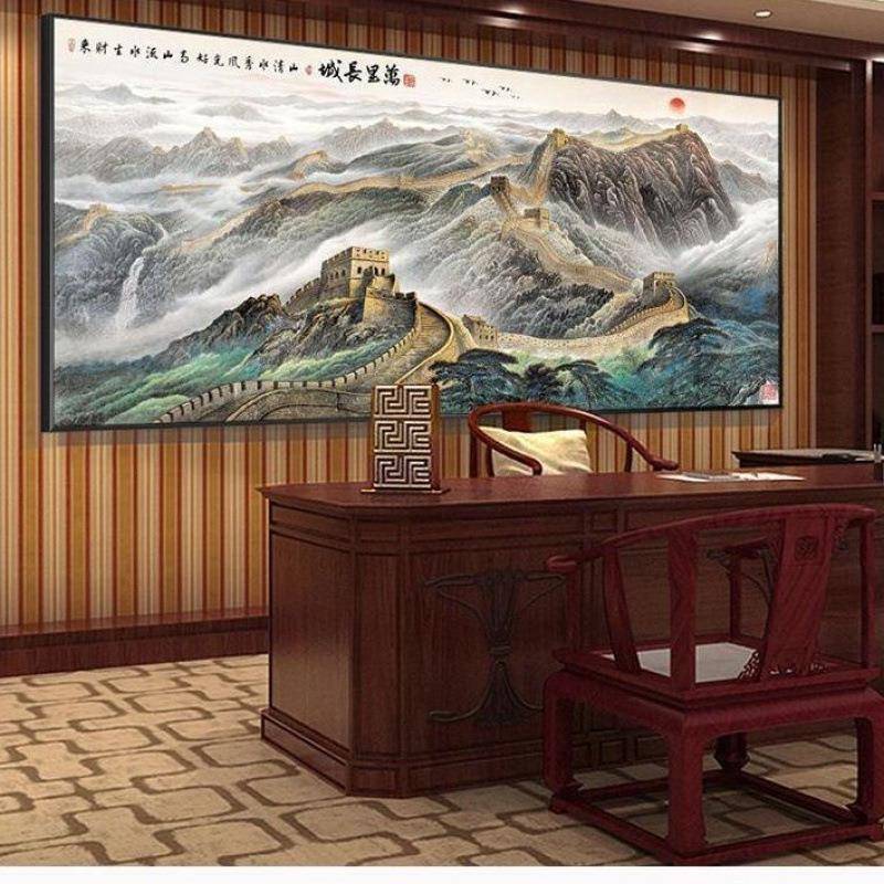 旭日东升聚宝盆办公室字画装饰风景山水客厅国画挂画沙发背景