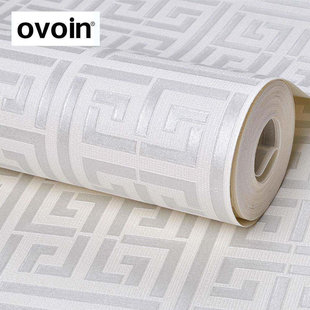 希腊钥匙格子现代几何墙纸酒店书房背景墙PVC浴室防水壁纸