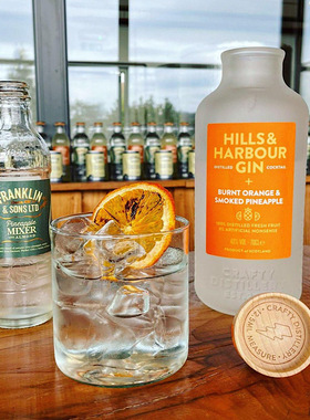 英国HILLS&HARBOUR GIN焦香柑橘与烟熏菠萝 杉湾金酒杜松子调味酒