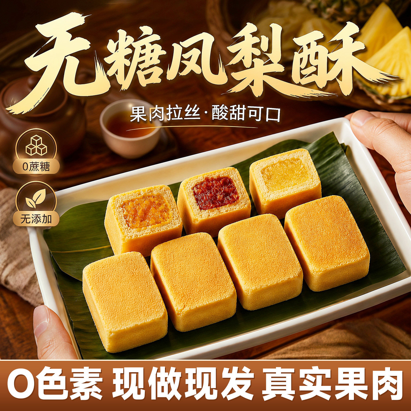 凤梨酥台湾正宗老式传统无糖糕点糖人专用控糖食物孕妇健康零食