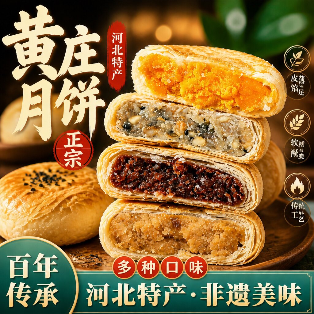 黄庄月饼咸蛋黄酥皮月饼老式五仁月饼老字号木糖醇糕点食品零食