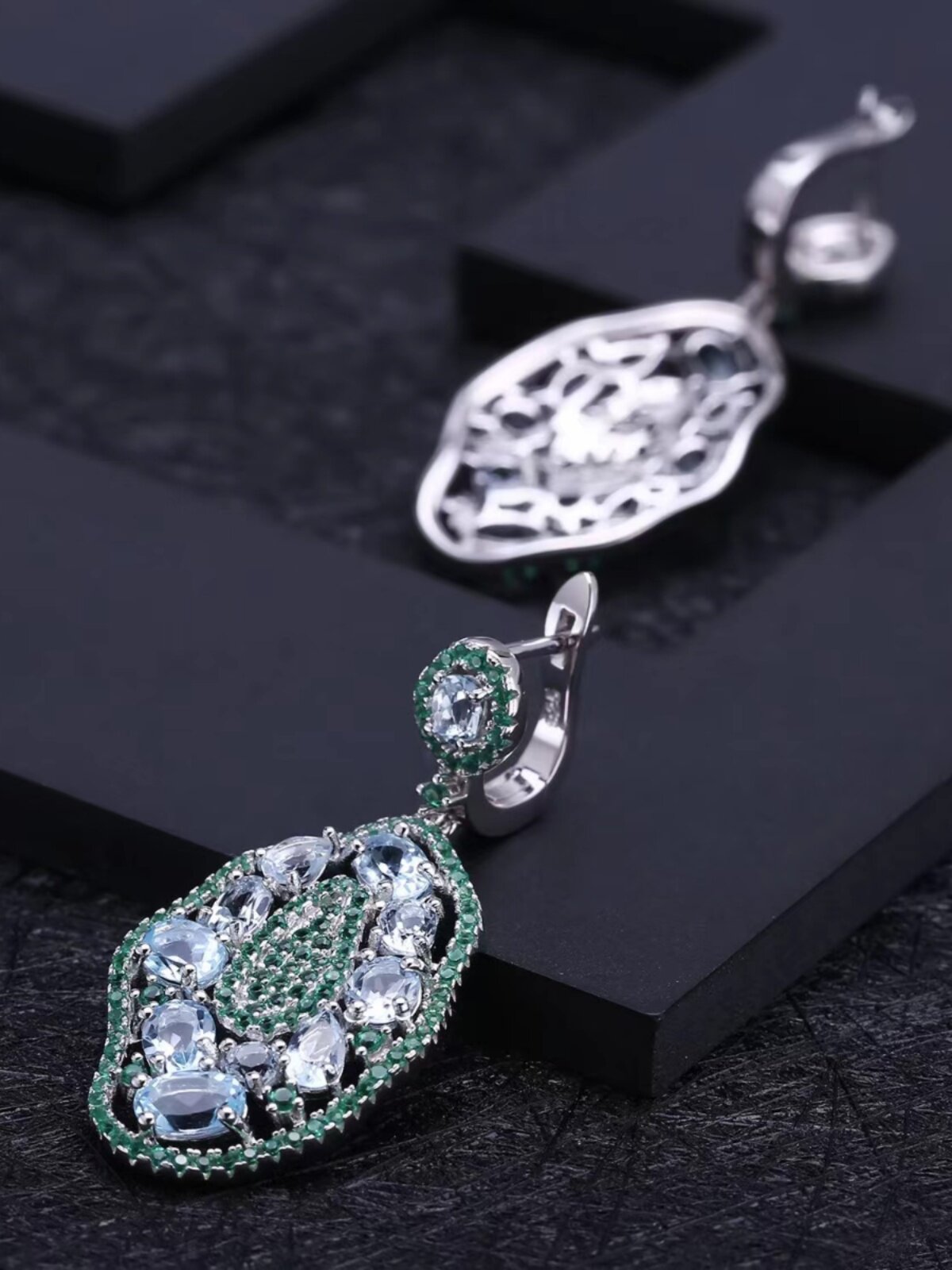 디자이너 유럽과 미국 스타일의 보석 귀걸이 복고풍 럭셔리 S  상감 천연 토파즈 귀걸이 귀걸이