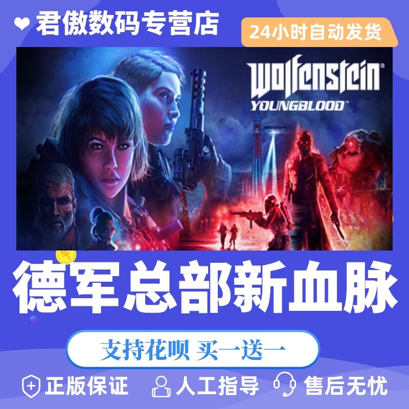 Steam PC正版 游戏 德军总部:新血脉 Wolfenstein: Youngblood 君傲数码