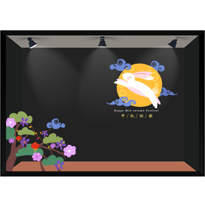 橱窗灯笼门童装店展厅商场玻璃贴
