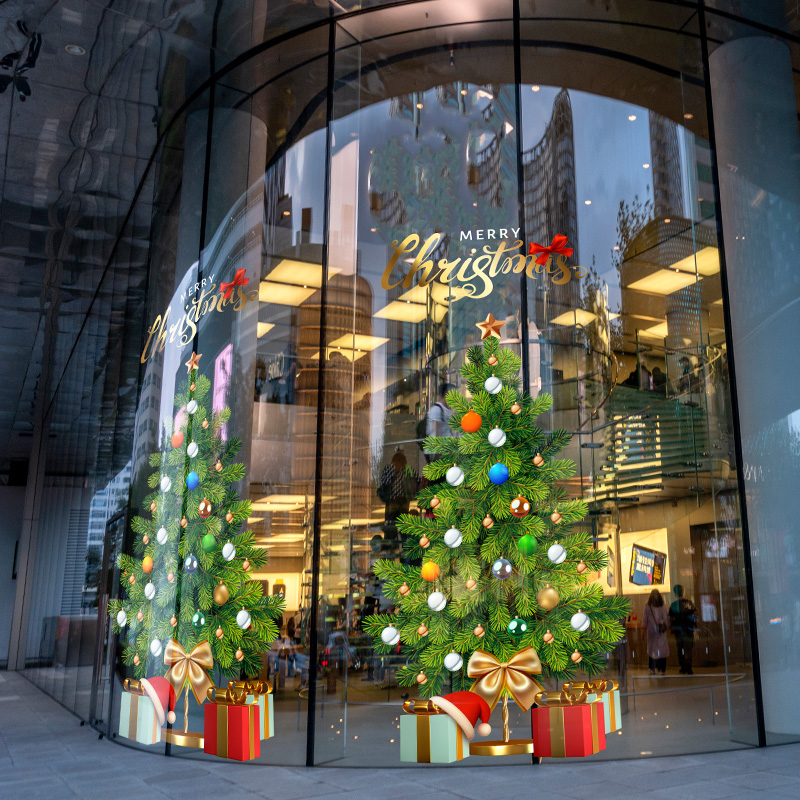 大型圣诞松树玻璃贴膜橱窗