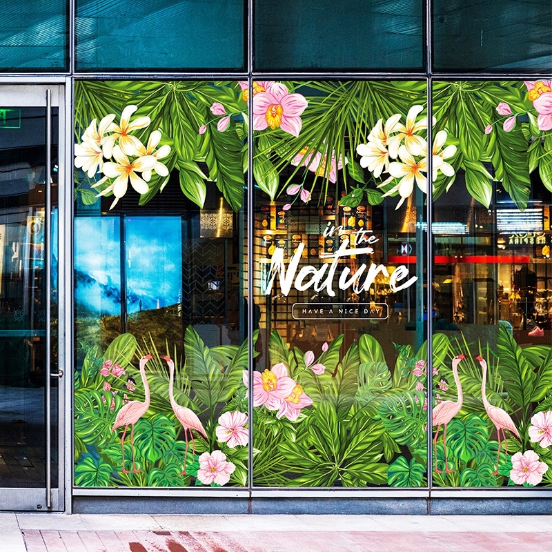 丛林绿植底纹静电玻璃贴膜