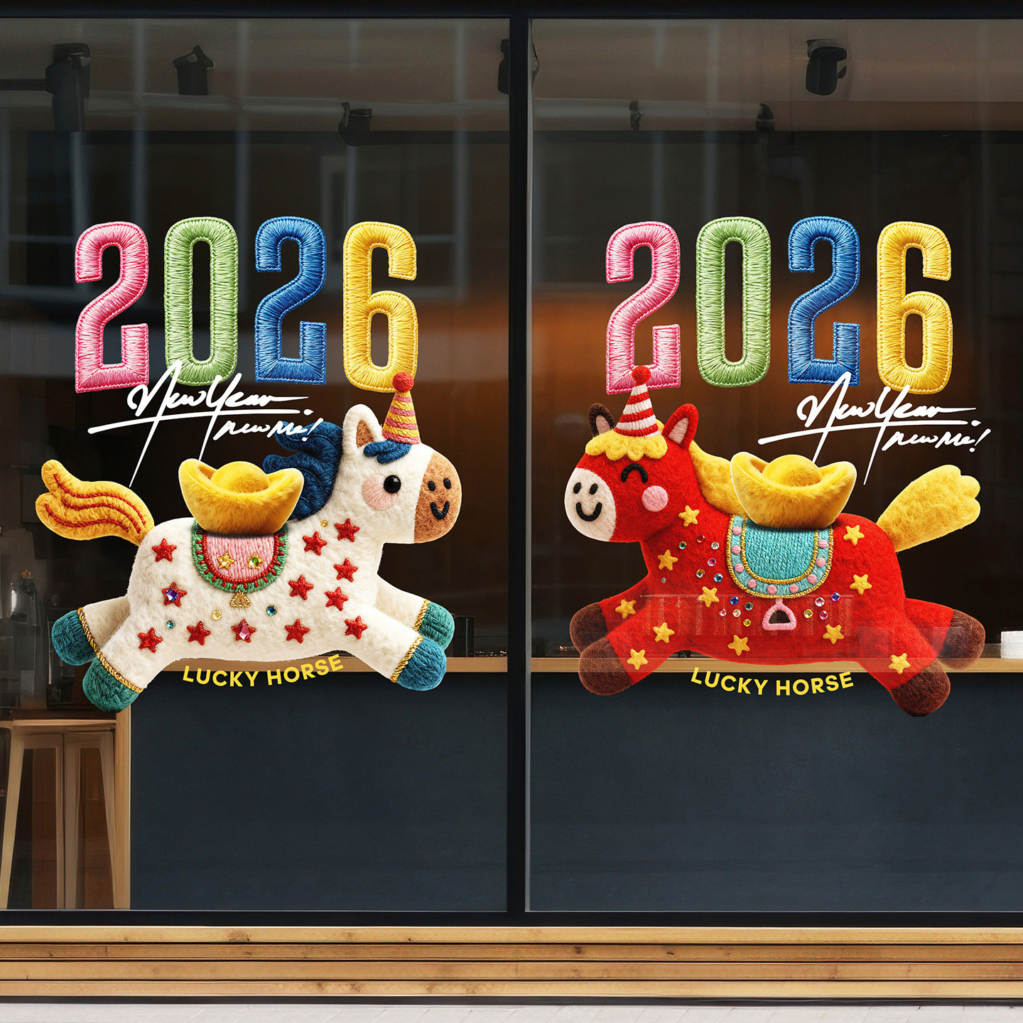 新年马上来财装饰门神窗花马年毛绒刺绣卡通小马吉祥物网红静电贴,节庆用品/礼品,门神,淘宝优惠券,粉丝福利购,淘宝优惠卷